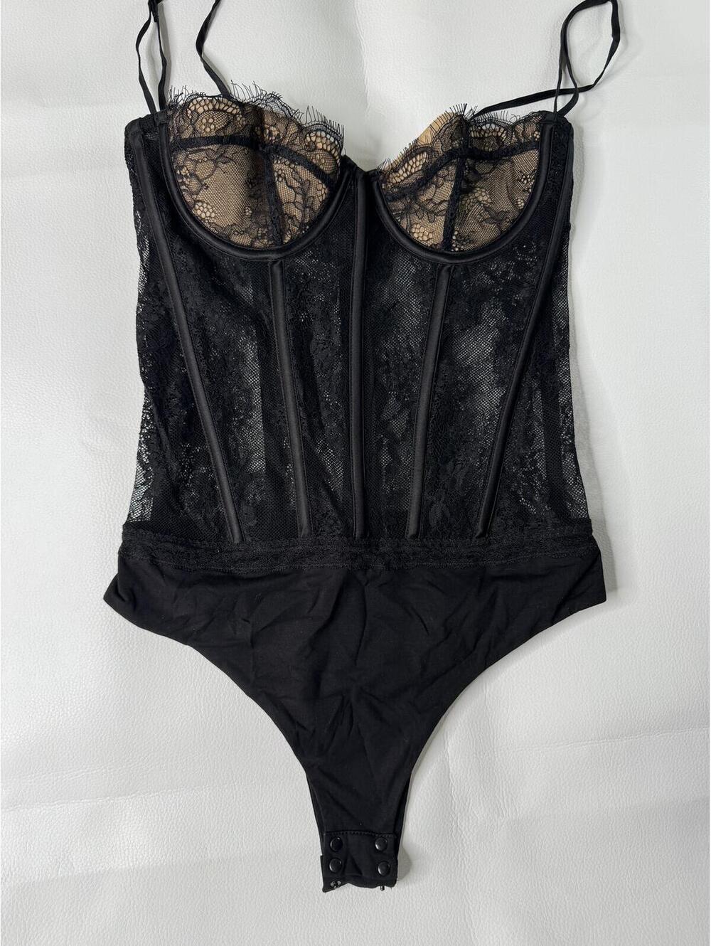 Retrofête Black Lace Corset Bodysuit XS